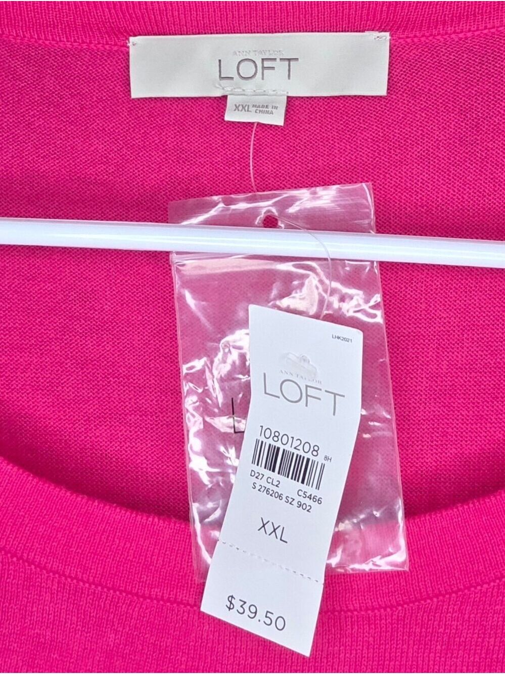 LOFT Hot Pink Dolman Sleeve Sweater Top NWT Women's 2X Button Sleeve - Picture 12 of 15